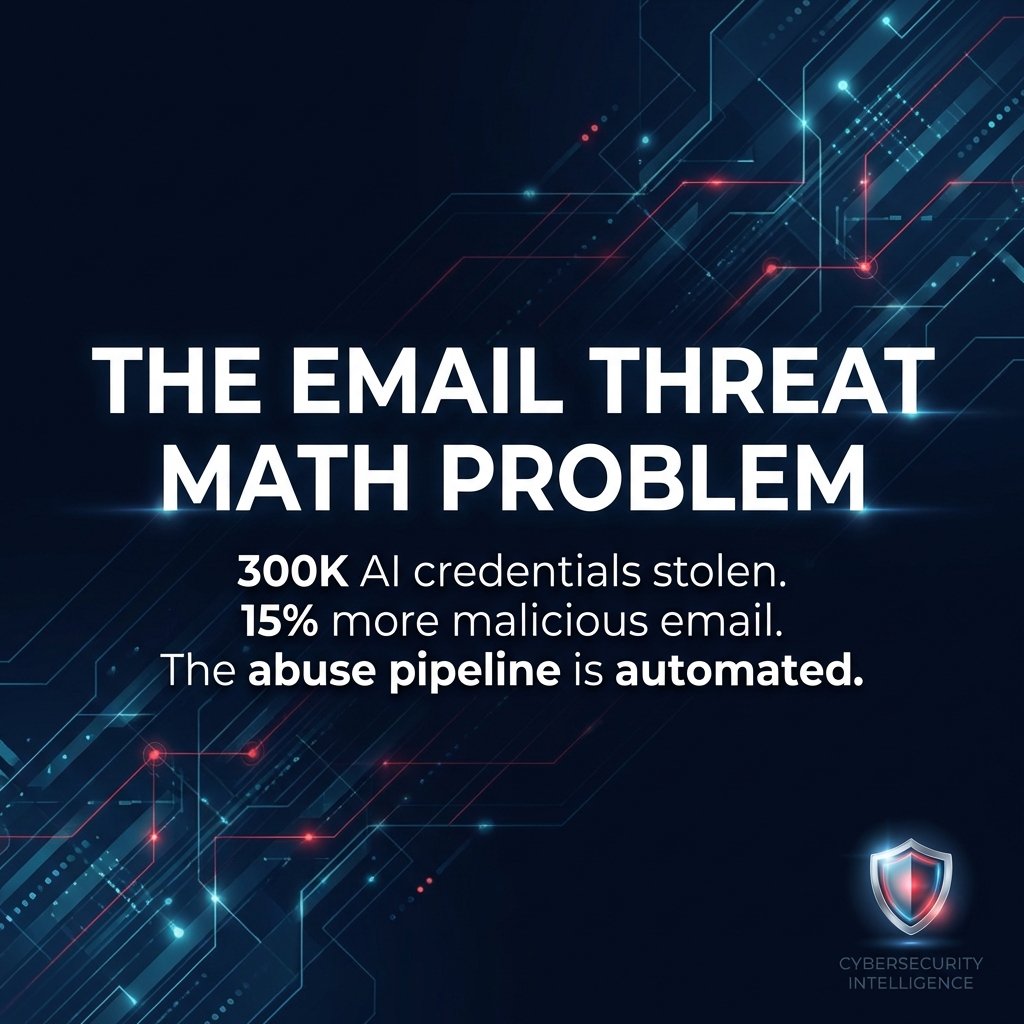 knutix's tweet image. 300K stolen AI credentials. 15% more malicious email YoY.

The abuse pipeline is automated. Your defenses need to be too.

(IBM X-Force + Kaspersky 2026 data)

#EmailSecurity #ThreatIntelligence #Cybersecurity