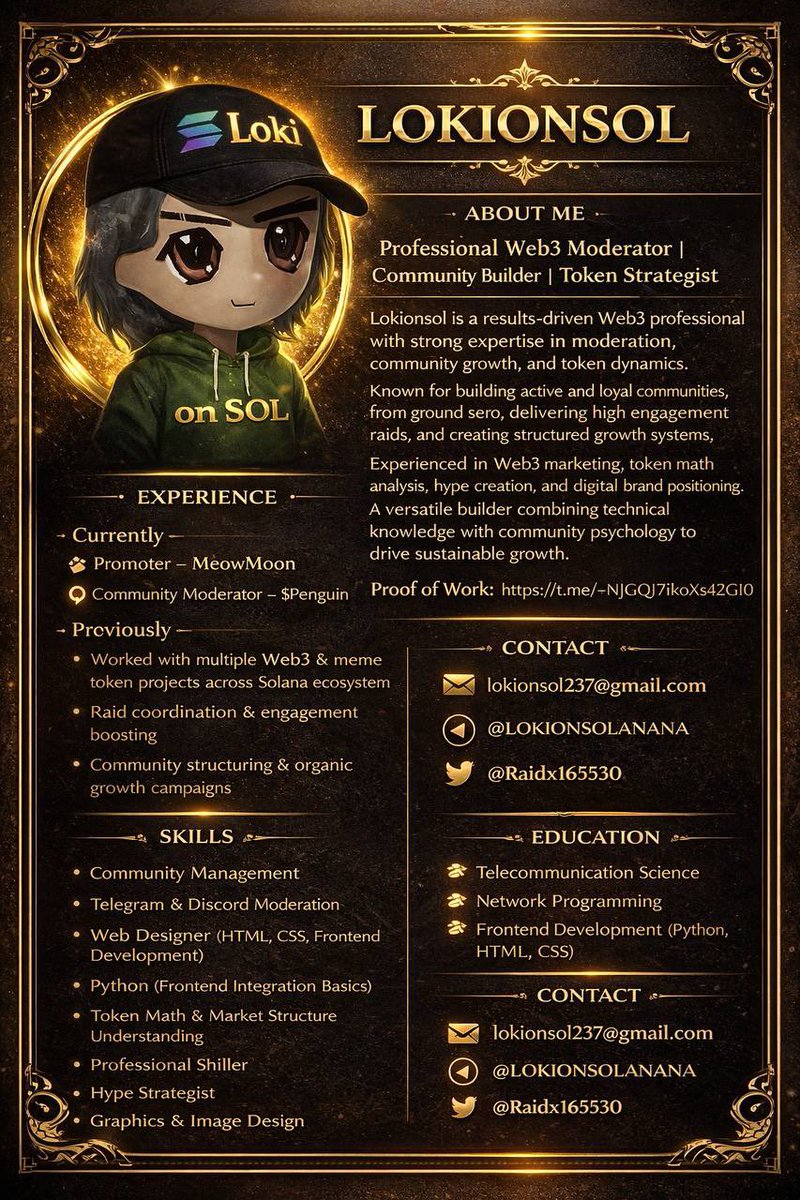 Dev  I’d love to push this project with you.
Let’s build real momentum together.

DM me on X or TG: @LOKIONSOLANANA
Check my proof of work 👇
t.me/+NJGQJ7ikoXs4Z…

Let’s discuss