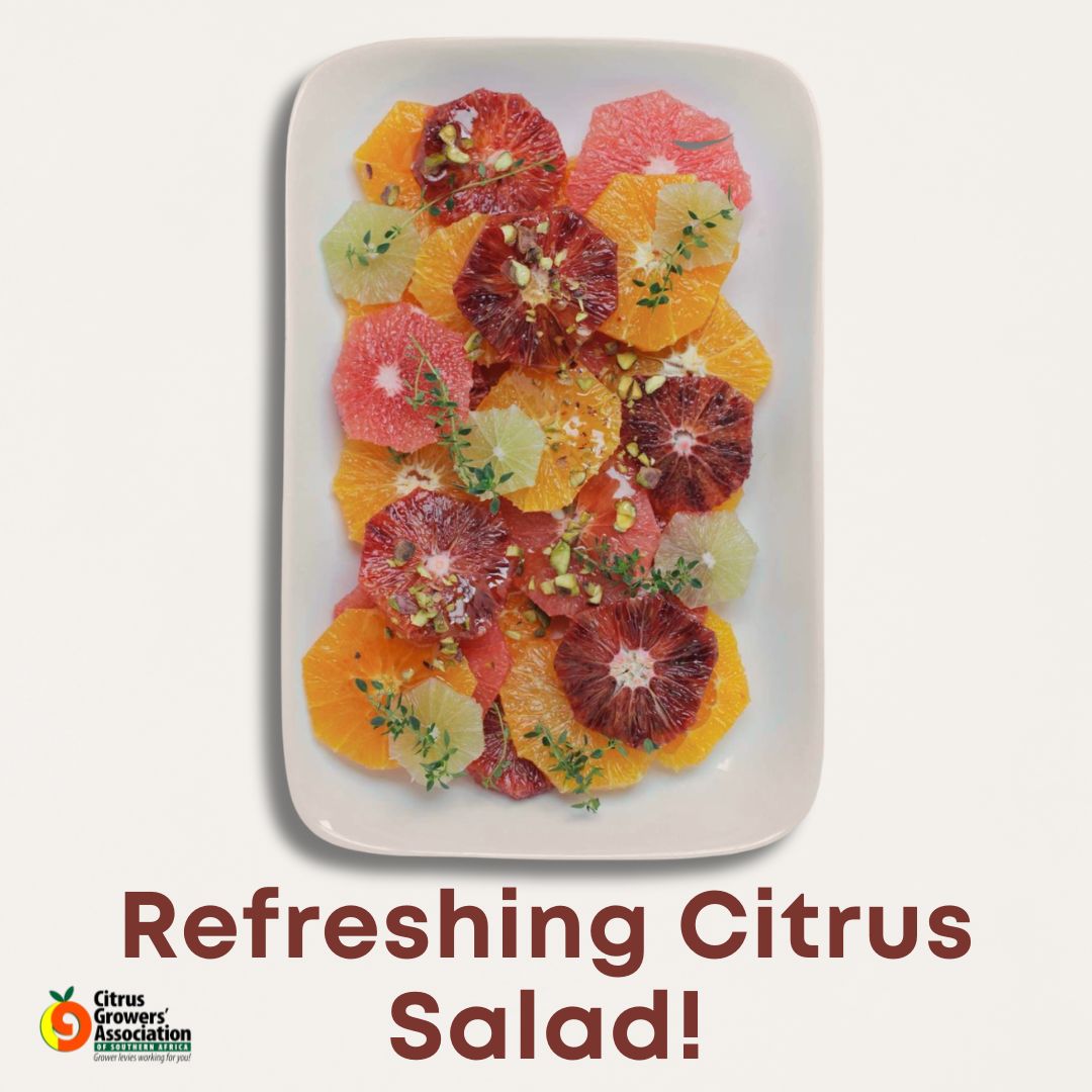 CitrusGrowersSA's tweet photo. Looking for a fresh summer recipe this Friday?
Try this citrus salad with cut-up oranges and grapefruit, drizzled with honey, and garnished with chopped pistachios and some mint leaves. Simple, refreshing and perfect for a warm day! 🍊🥗
#CitrusRecipes #SummerEating https://t.co/3qvNWprd4i
