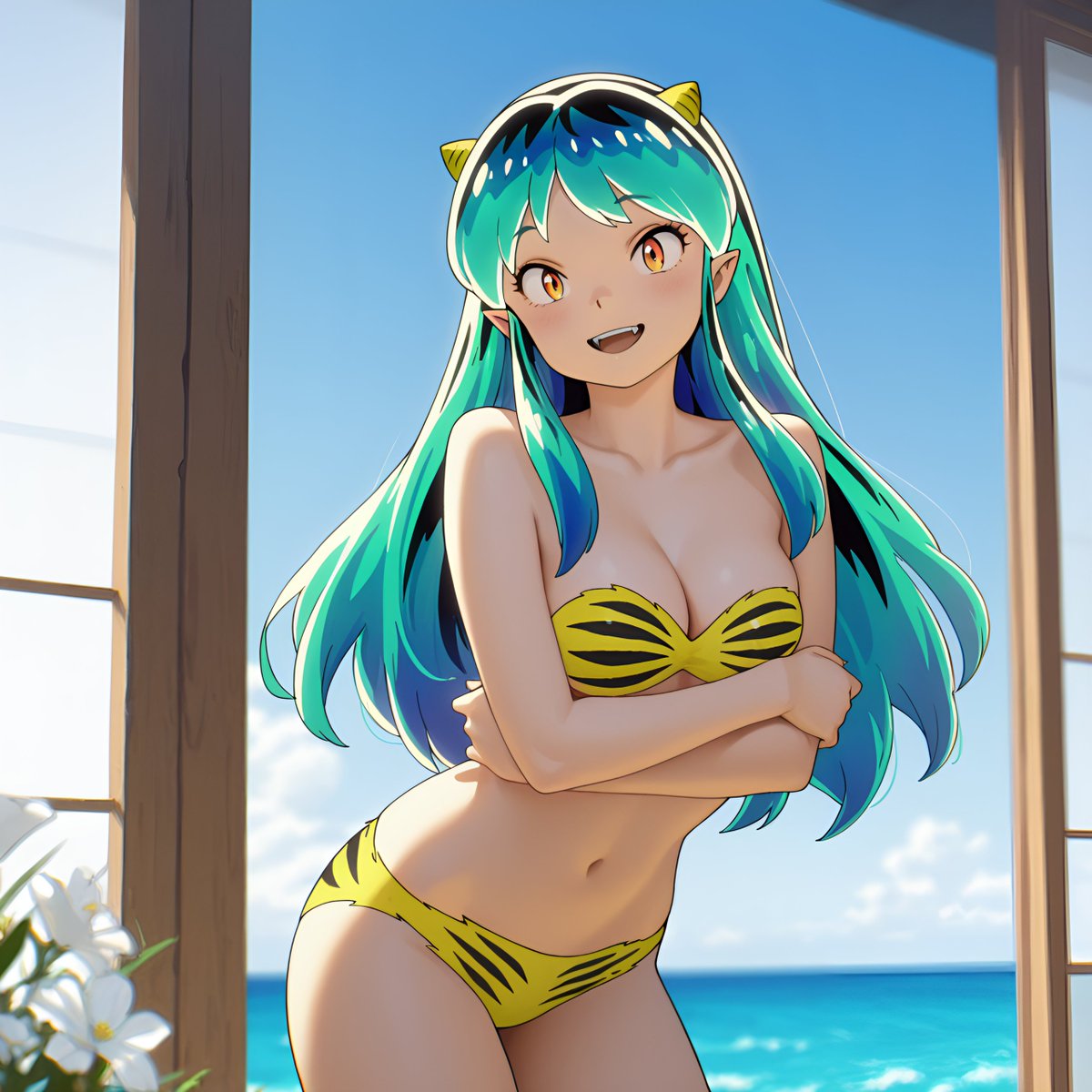 ラムちゃんはビーチコテージで休暇中。 ダーリン〜〜〜天気がいいです