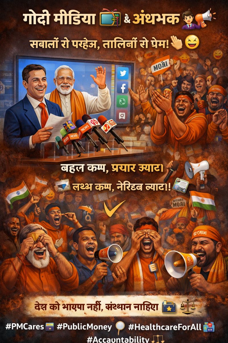 ARAnsari324176's tweet photo. गोदी मीडिया 📺🤹♂️ और अंधभक्त 🙈📣
सवालों से परहेज़,
तालियों से प्रेम! 👏😄
बहस कम, प्रचार ज़्यादा 🎤📢
तथ्य कम, नैरेटिव ज़्यादा! 📰🎭
#MediaDebate 📺
#FreedomOfSpeech 🗣️
#QuestionThePower ❓
#Democracy ⚖️ https://t.co/t91HJtxrze