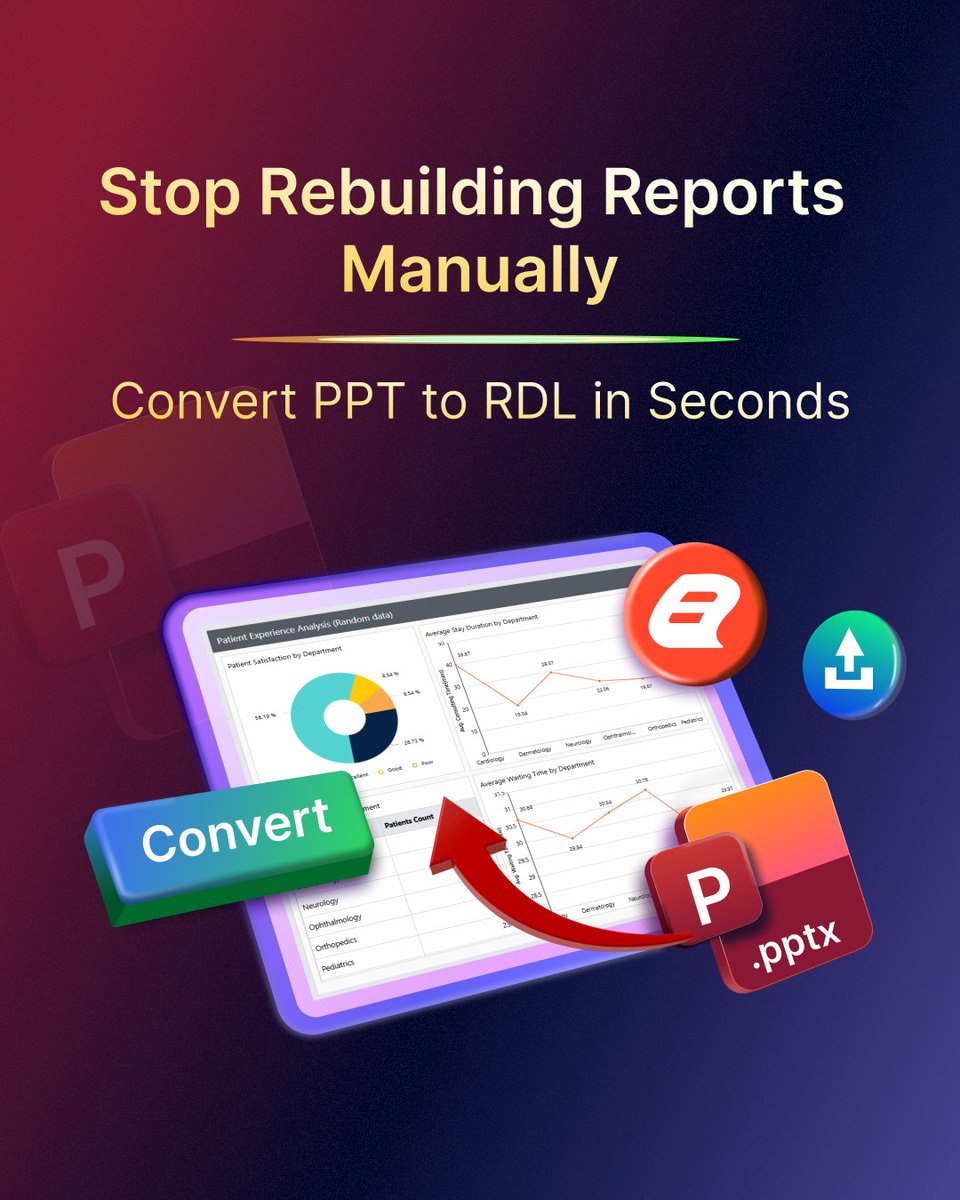 boldreportsoffl's tweet photo. Still rebuilding PPT slides as RDL reports manually?

Convert PowerPoint to RDL in just a few clicks.

✔ No installation
✔ Reduce manual effort
✔ Faster report turnaround

Try the free PPT → RDL Converter: https://t.co/WeWV6LXgHS

#RDL #SSRS #BoldReports #DataTeams https://t.co/rsBKwANLMR