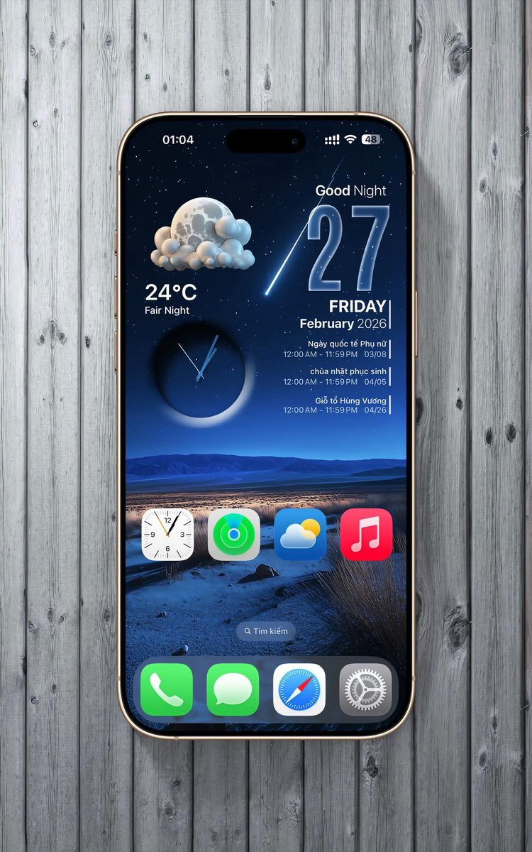 "Super happy with my iOS home screen setup on the iOS 26.4 beta! Share yours too! 🤳"