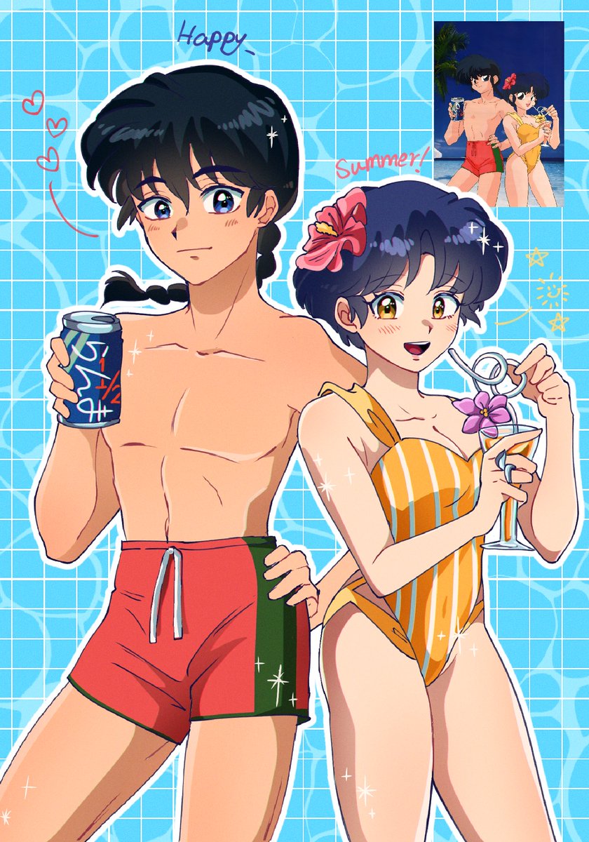 Beach illustration redrawn in my style ✨☀️🌊👙 
#ranma #らんまアニメ