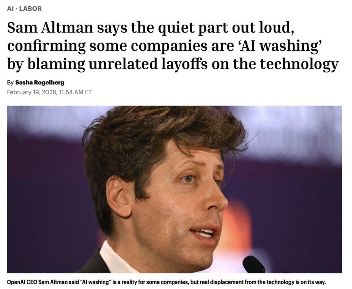 Sam Altman bile artık bunu kabul ediyor.

Bazı şirketler, işten çıkarmaları gizlemek için "yapay zeka"yı bahane olarak kullanıyor.

Sizin işinizi bir ajanla değiştirmediler. Kötü kararlar aldılar, parayı yaktılar ve personel sayısını azaltmak zorunda kaldılar. Yapay zekayı