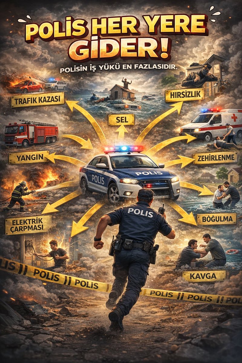 İtfaiye yangına gider, Ambulans hastaya gider, polis her şeye gider; verilen sözler tutulmaz, ek görevler bitmez, bayram yoktur, aileden uzakta yaşanır, kira derdi omuzdadır ve tüm bu ağır yükün karşılığı hiçbir zaman alınmaz. #PolisinSabrıTükendi