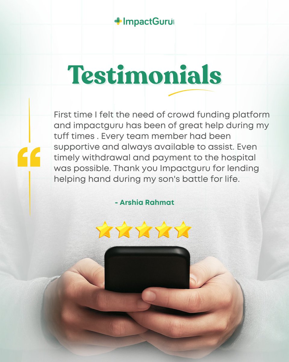 ImpactGuru's tweet image. When families share experiences like this, it highlights how timely support &amp;amp; collective generosity can make a real difference during medical emergencies. Behind every campaign is a story of resilience, hope, and a community coming together when it matters most. 💛

#KindWords