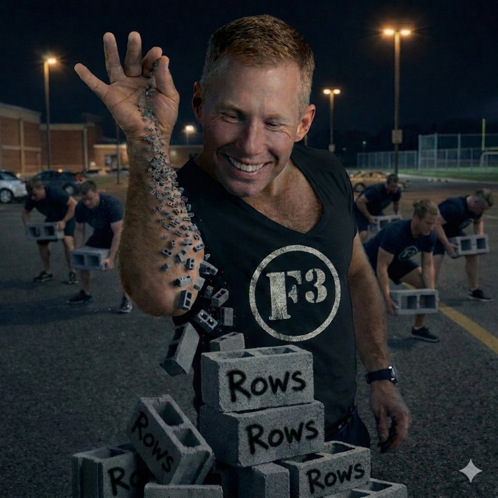 F3Lincoln's tweet photo. #F3Sparta rowed hard Wed:Climbing EMOM rows/lunges/planks, escalating BO rows+squat jumps+ MCs, heavy power row circuit (rows+merkins+KB swings+runs+0 rest), then team AMRAP stroke challenge w/blockie penalties. COT: #StartWithWhy. Your reason keeps the boat moving when it hurts. https://t.co/2WS9s1Vyo2