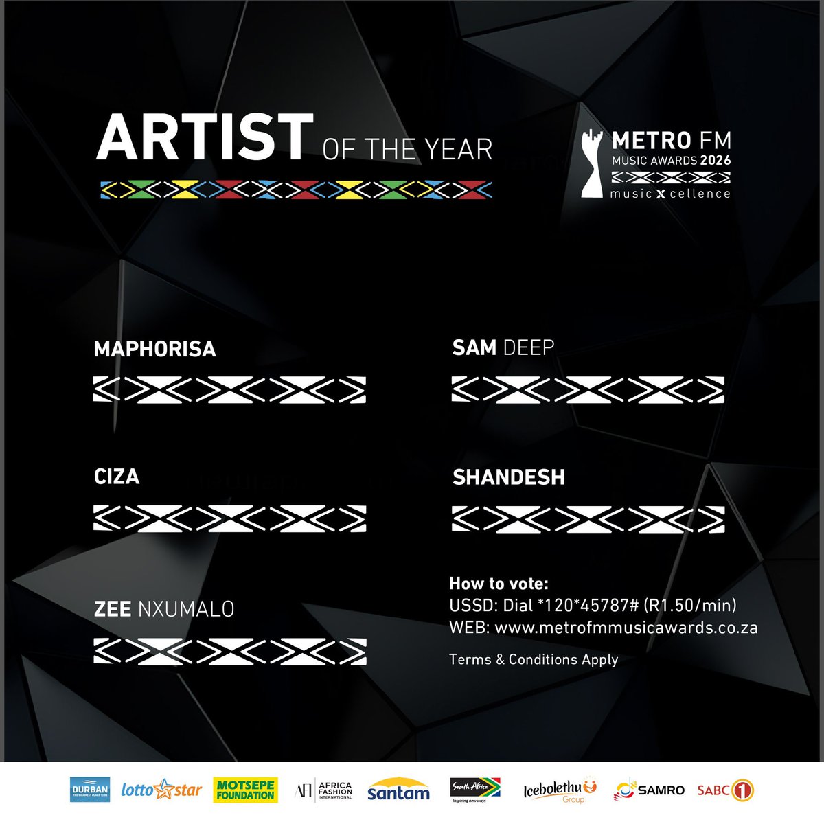 Metro FM Music Awards 2026 Nominees.