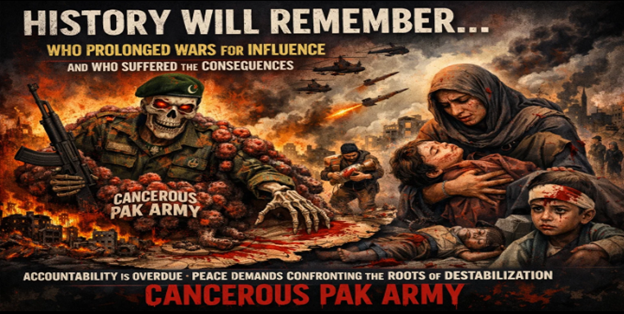 History will remember who prolonged wars for influence and who suffered the consequences. Accountability is overdue. Peace demands confronting the roots of destabilization. CANCEROUS PAK ARMY #afganistanpakistanwar