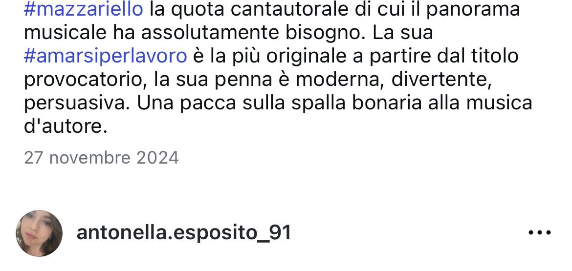 Confermo anche i punti e le virgole di quanto ho scritto l’anno scorso.
#mazzariello