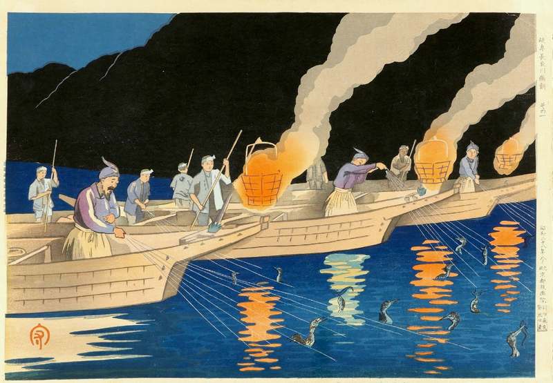 日吉守 － 岐阜長良川鵜飼 その一 Hiyoshi Mamoru #art #新版画