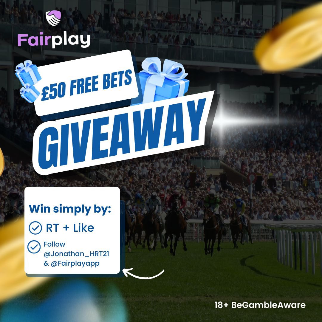 Jonathan_HRT21's tweet photo. £50 Giveaway with FairPlay 🏆

5x £10 Free bets given out to 5 different people, Here’s how to enter….

Step One - Follow me @Jonathan_HRT21 & @Fairplayapp

Step Two - Sign up to https://t.co/ypk7MHSwlB and use my code “ RTIPS “ Deposit £20 and you’ll get £20 in Free bets!

Step Three - Comment below saying “Free bets” 

The 5 winners will be picked this Sunday, You MUST have a FairPlay account to win and you must be following us!

18+ Begambleaware T&Cs Apply.