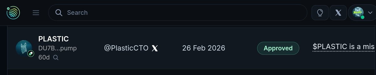 Hey $PLASTIC community! 🚨 Big win: Our metadata update on <a href="/JupiterExchange/">Jupiter</a> has been APPROVED! 🎉 Huge thanks to the <a href="/JupiterExchange/">Jupiter</a> team for the lightning-fast review...submitted yesterday, live today. Now everyone can see the full mission: fighting plastic pollution with 100%