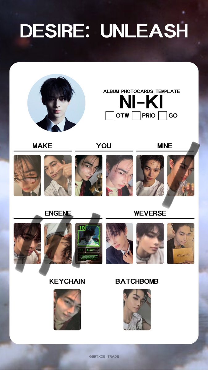 ENHYPEN トレカ交換
THE SIN : VANISH ユニバ 特典

譲▶︎ ジョンウォン ヒスン ジェイ ジェイク 
        ソンフン ソヌ

求▶ニキ >> 過去トレカ

ユニバ特典💖⇆同種

同種交換優先です

郵便にて交換可能の方お声がけください🙇🏻‍♀️
 #ENHYPEN  #ENHYPEN交換