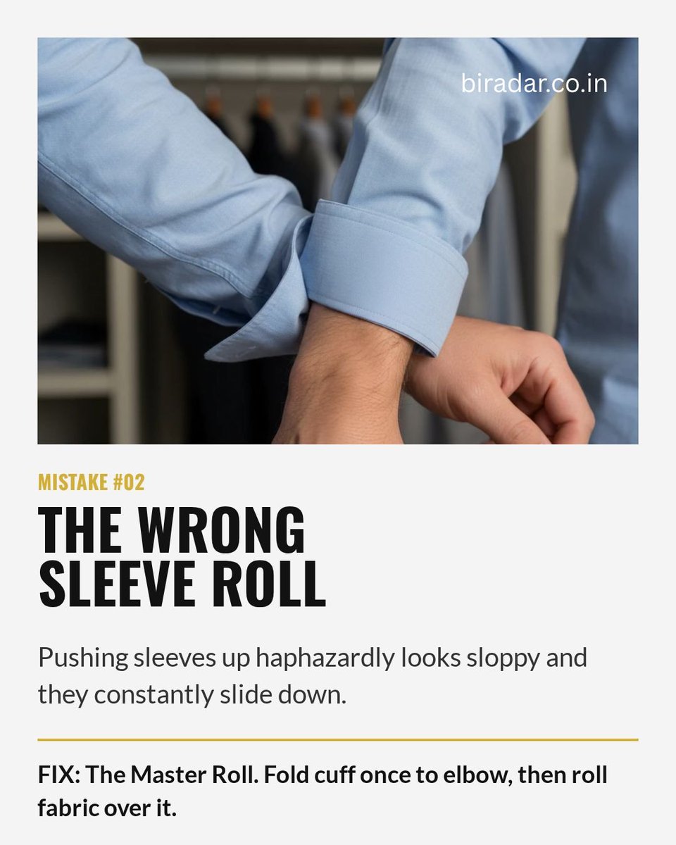 biradarshirts's tweet image. Stop ruining your style with small mistakes that make a BIG difference.
Simple tweaks l Big upgrade 

Save this so you don’t forget. 👌

#MensStyle #MensFashionTips #StyleMistakes #MensWear #StyleUpgrade #GroomingTips