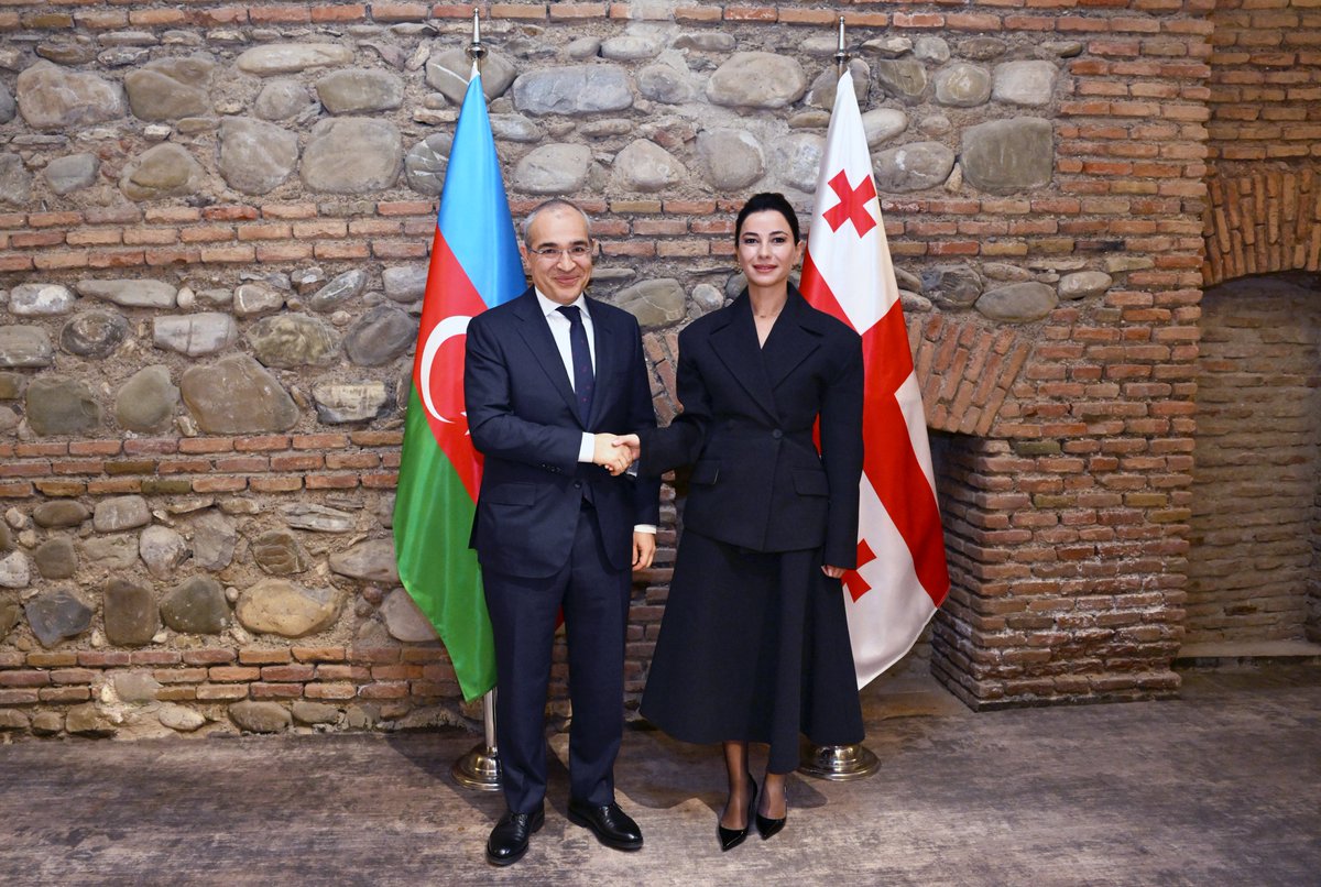 sahibkarliq's tweet image. İqtisadiyyat naziri Mikayıl Cabbarov (@MikayilJabbarov) Gürcüstana səfəri çərçivəsində bu ölkənin iqtisadiyyat və davamlı inkişaf naziri xanım Mariam Kvrivişvili və Türkiyənin ticarət naziri Ömər Bolatla görüşlər keçirib. 

Ətraflı - shorturl.az/oYWCU

#EconomyAz