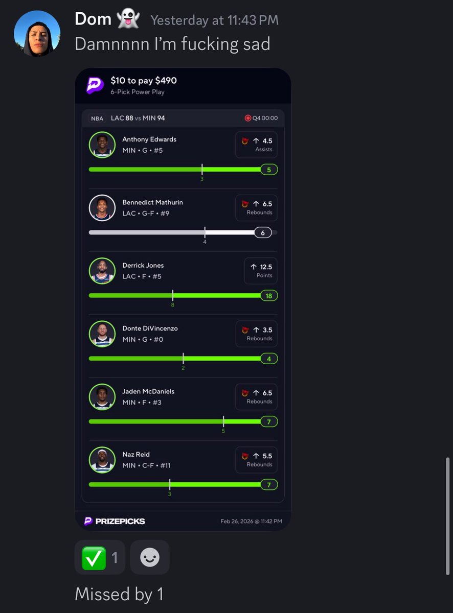 domsvvs's tweet image. I’m sooo sad tonight 🥺

#prizepicks #ud #picks #GamblingX #SportsBettingX