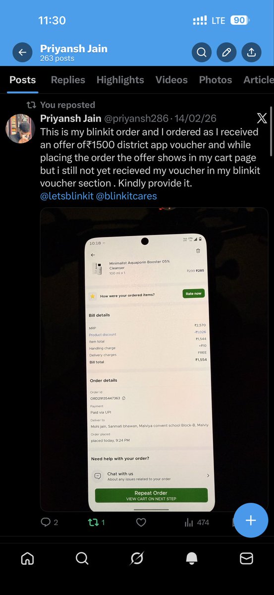 priyansh286's tweet photo. I don’t know why you are taking this too easy nor even solving the problem. Are you really cares @blinkitcares @letsblinkit  or not. I dont think you are serious about the prbolems we are facing from your portals.@district_india https://t.co/ALEjFPbeXw