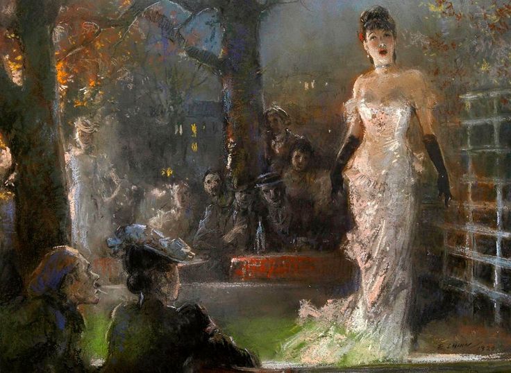 Everett Shinn エヴェレットシン(1876-1953)アメリカ合衆国フィラデルフィアの新聞社で画家兼記者としてキャリアをスタートさせました。近代都市社会をテーマとした新リアリズムの画家の一人となりました。彼の描く舞台の作品がとても素敵です。