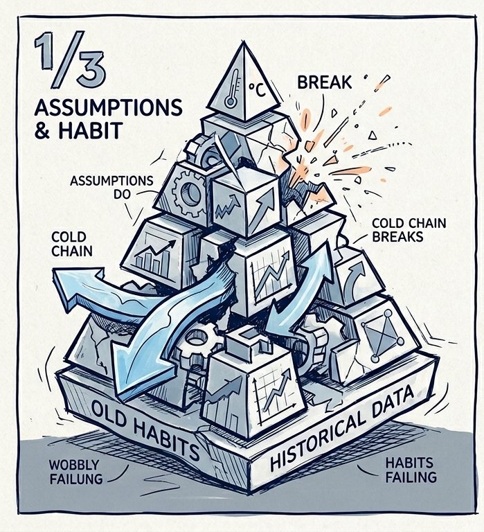 DEISKO's tweet photo. Post 1/3 
Spring and summer don’t break cold chains -  Assumptions do.

Many logistics operations rely on what worked before: historical data, standard procedures, materials. That’s not assurance: that’s habit. Habits are rarely tested until they fail. 
#ColdChain #RiskManagement https://t.co/DbXCKRt2QG