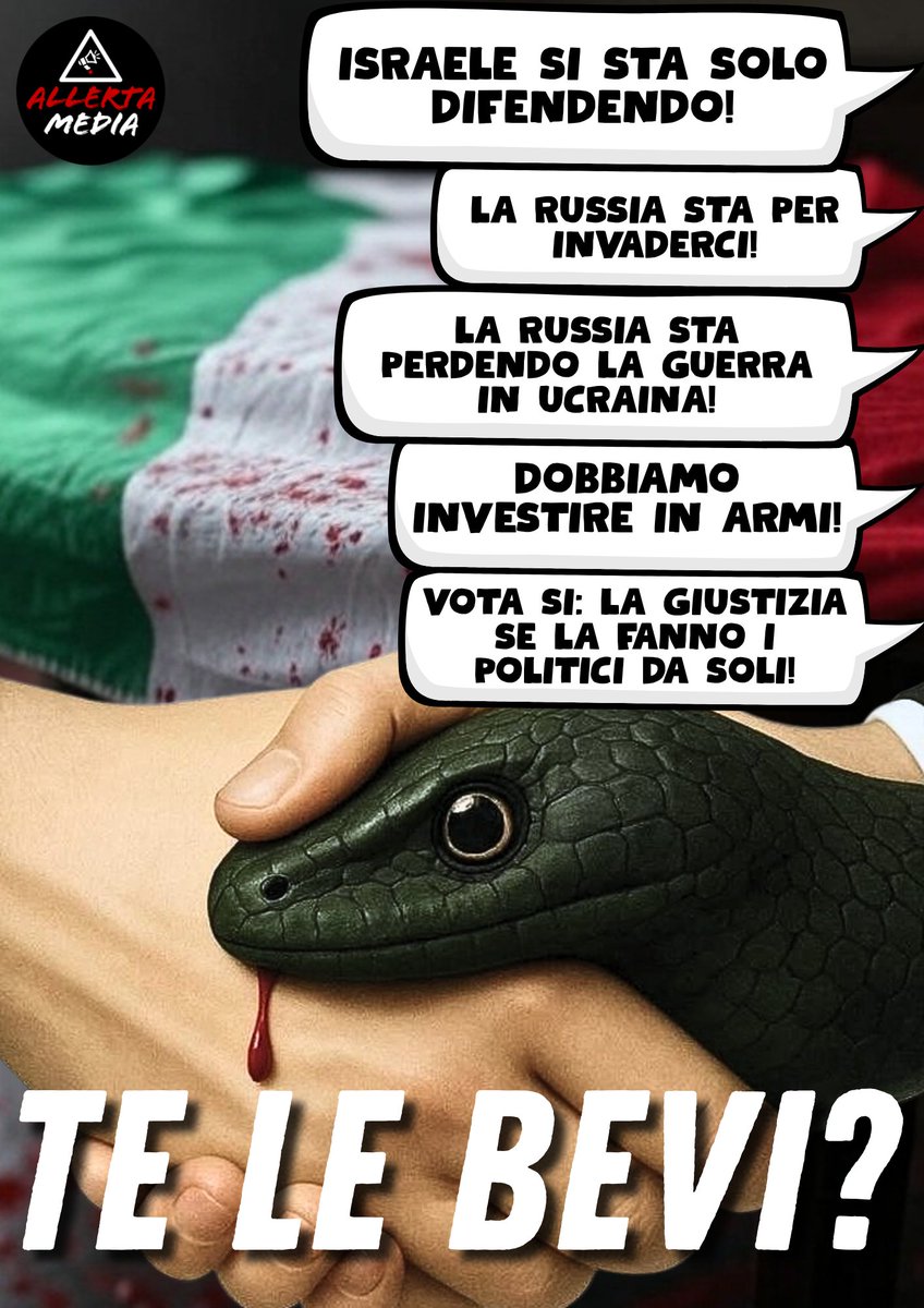 AllertaMedia's tweet photo. E TU, TE LE BEVI?
Vi abbiamo preparato dei poster da stampare in formato A4: tappezziamo l'Italia e facciamogli sapere che non siamo più disposti a credere alle loro bugie.
#AllertaMedia #TeLeBevi #StopAllaPropaganda