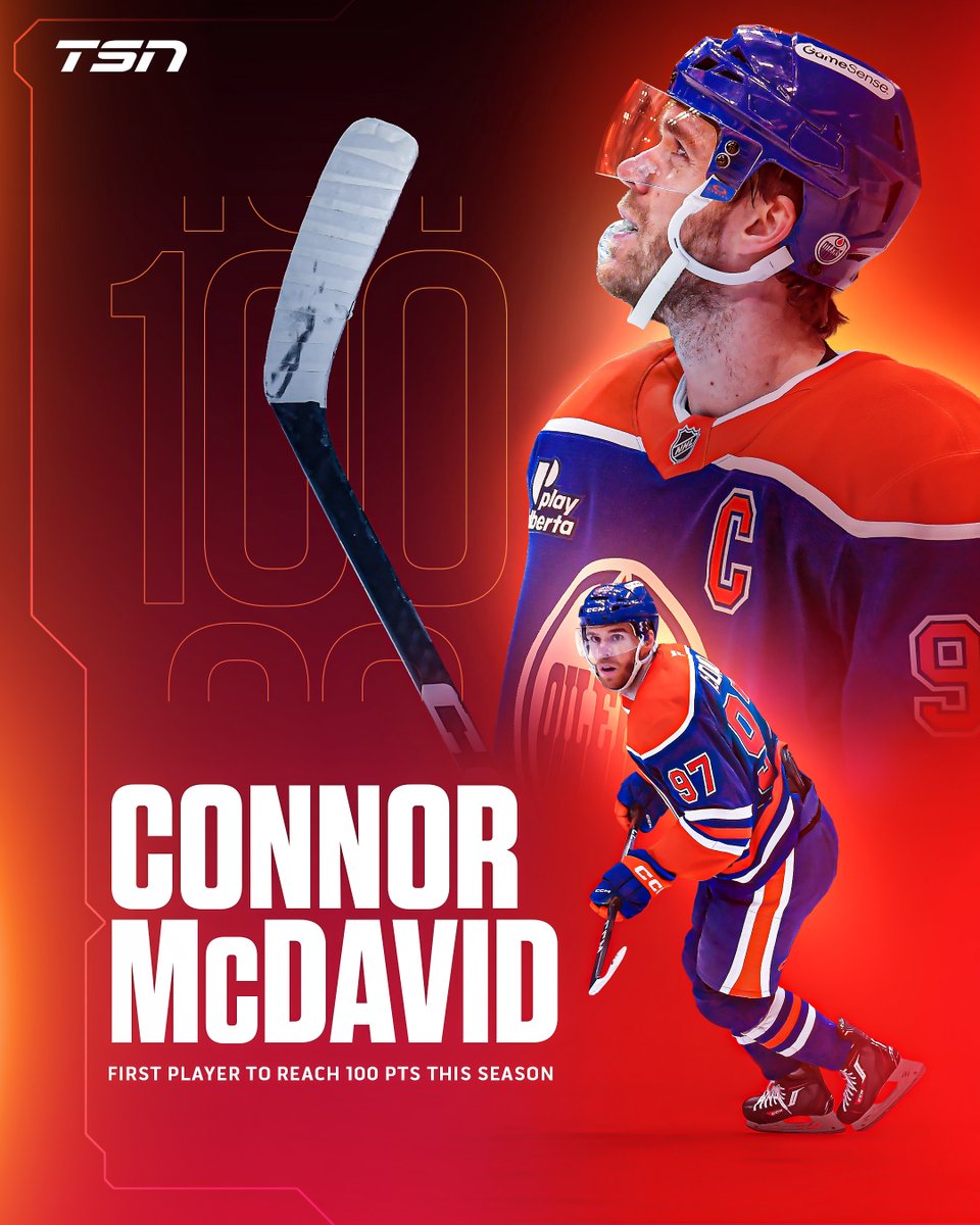 CONNOR MCDAVID IS THE FIRST PLAYER TO HIT 100 POINTS THIS SEASON! 🔥