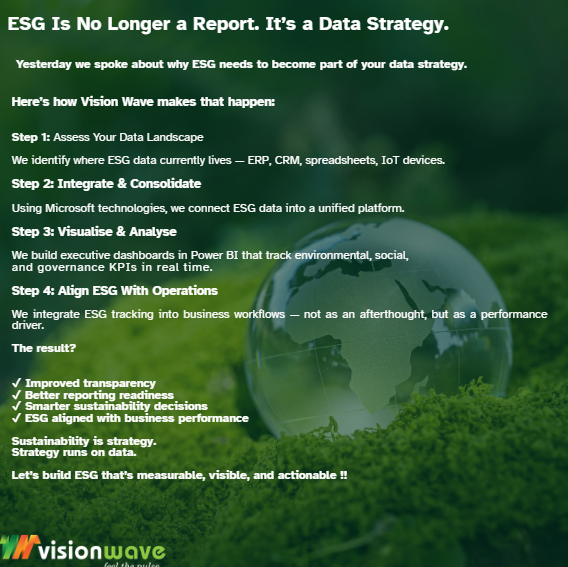 Vision_Wave_'s tweet photo. #ESGData #SustainabilityReporting #PowerBI #BusinessIntelligence #MicrosoftPartner #VisionWave #TechForGood https://t.co/Lr7jDTbMd8