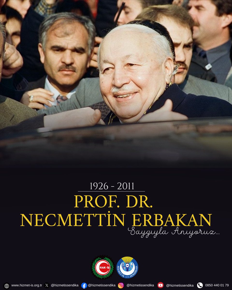 Vefat yıl dönümünde Prof. Dr. Necmettin Erbakan’ı saygı, rahmet ve minnetle yâd ediyoruz.

Hayatını milletine ve ülkesine hizmete adamış bir dava ve devlet adamı olarak sergilediği kararlı duruş; inanç, azim ve sorumluluk temelli siyaset anlayışının müstesna bir örneğini