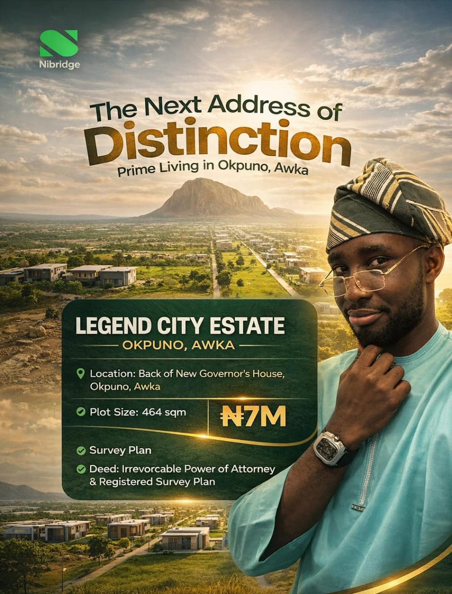 Those who understand real estate know the money is made before the noise.

Back of the New Governor’s House.
464sqm.
₦7M.
Irrevocable Power of Attorney &amp; Registered Survey Plan.

Don't sleep on this one time offer.
DM our marketing manager now to secure your plot. 
09031511751