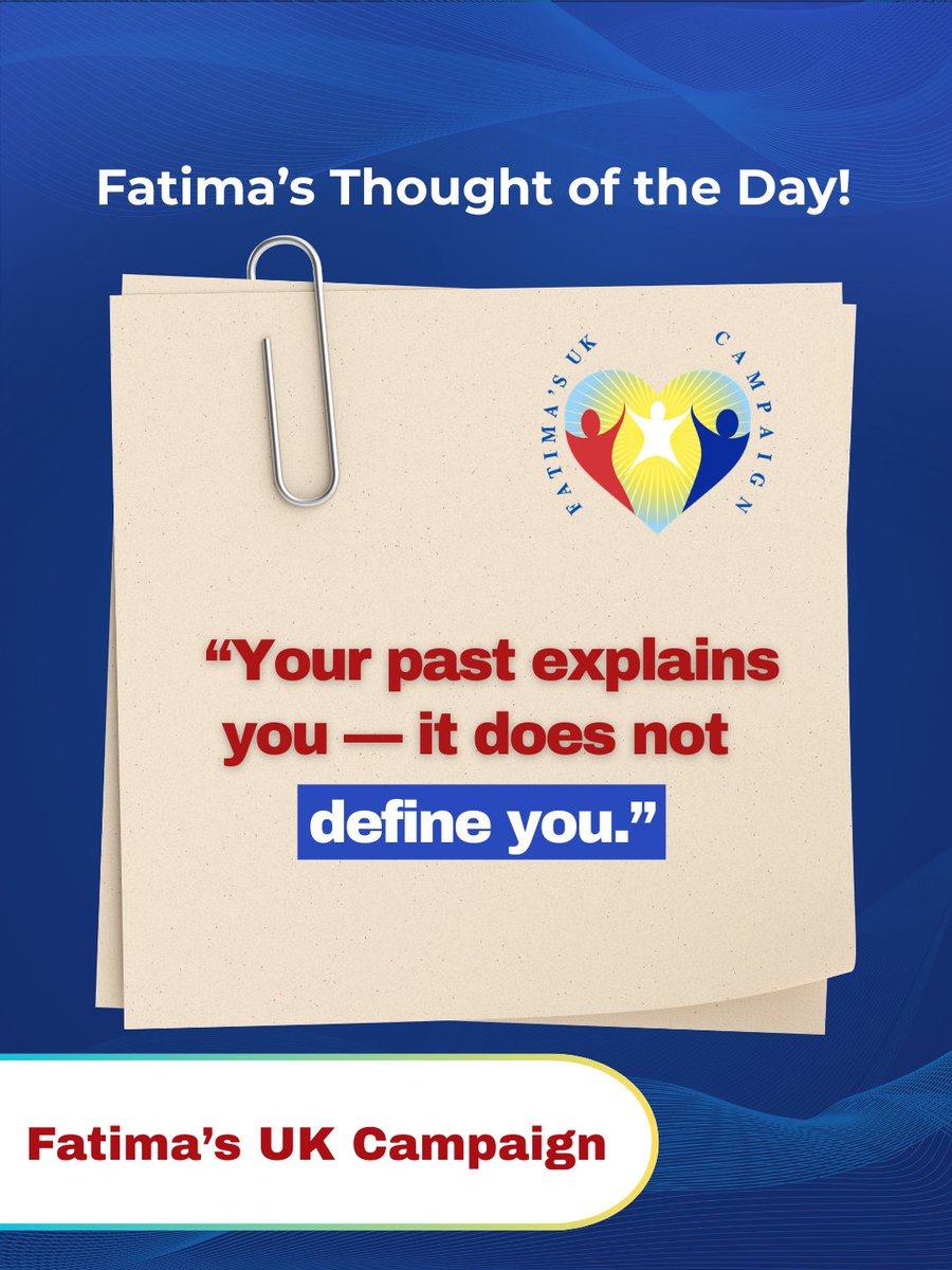 FatimaWh1tbread's tweet image. Fatima’s Thought of the Day: “Your past explains you — it does not define you.”

Today’s Thought:
Experiences shape perspective, but they do not limit possibility. Your future is still yours to create.

#FatimasUKCampaign #ChildrenAreOurFuture #FatimaWhitbread #CareLeaversMatter