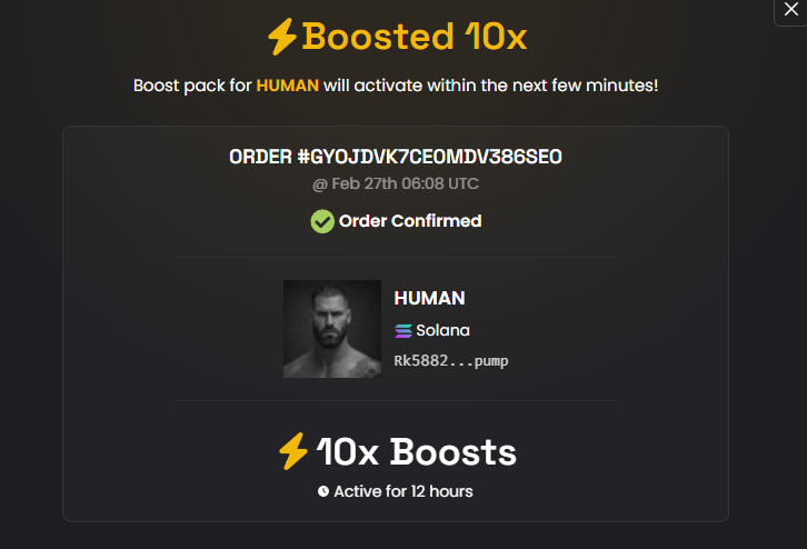 just paid some boost on $HUMAN 

i will keep adding more 

this is the runner of today once eu wake up this will send for sure 

hold ur bags 40k is free entry