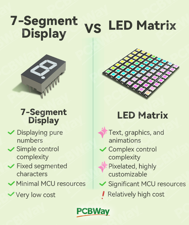 PCBWayOfficial's tweet image. ⚡Numbers &amp;amp; low cost? ➝ 7-Segment
Graphics &amp;amp; animations? ➝ LED Matrix

Simple or powerful — what’s your pick?

#Electronics #PCBDesign #Embedded #PCBWay