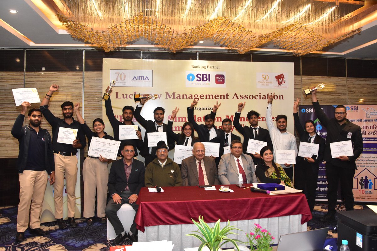 LucknowManagem3's tweet photo. Lucknow Management Association (LMA) organized a two-day management game, “Chanakya–2026,” on January 30–31, 2026, with the support of SBI YONO, providing future managers with a dynamic business simulation platform. https://t.co/sBisfDWUT1