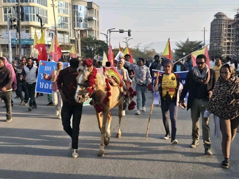 Tigrai_TV's tweet photo. مظاهرة سلمية في مدينة #ميكيلي ضد قرار الحكومة #الإثيوبية
----
في ٢ فبراير، أصدر المجلس الاتحادي لإثيوبيا قرارًا يقضي بأن تقوم الهيئة الوطنية للانتخابات (NEBE) بإجراء انتخابات في مناطق حومرا، عدي رمتس، كورم، تسلمتي، ورايا ألماطا خارج إقليم #تيغراي. https://t.co/EpnoJhQTs8