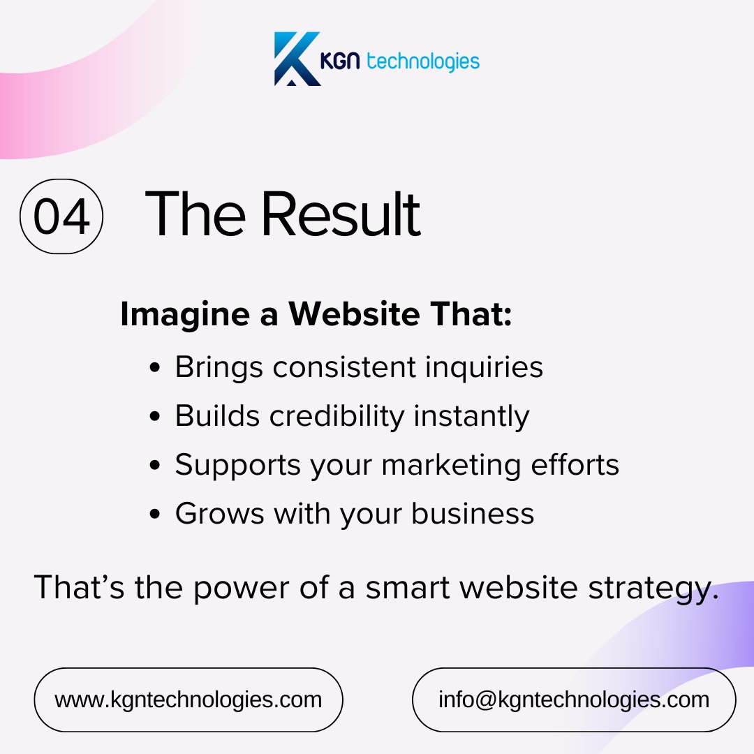 Turn your website into a growth engine!

Is it just online, or strategically driving leads? KGN Technologies builds websites that:

1. Attract the right audience
2. Convert visitors into customers
3. Boost credibility &amp; growth

Say goodbye to slow, unoptimized sites.

Connect