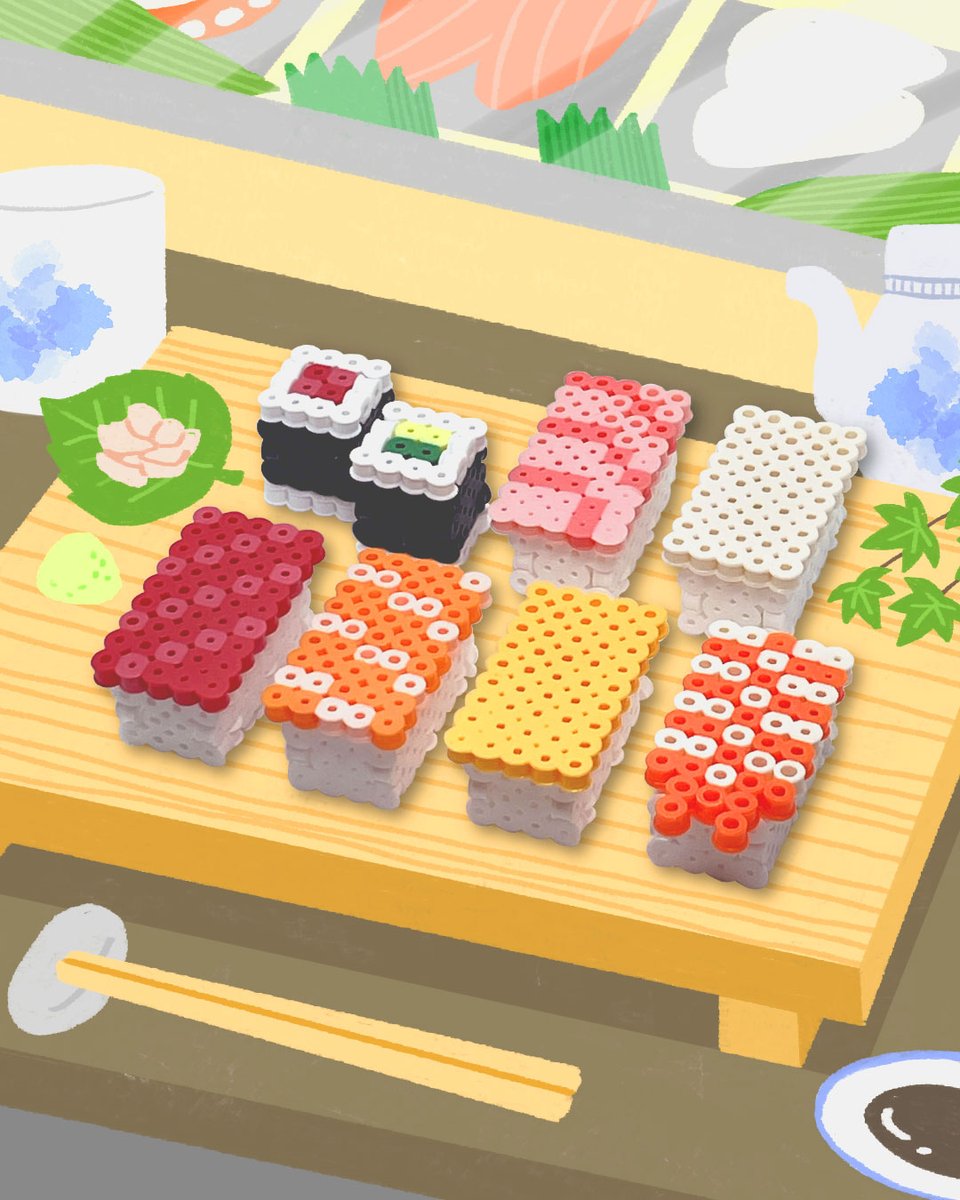 立体！？😳✨ 平面だけじゃない #パーラービーズ 🍣🌟 ＼ 立体のお寿司