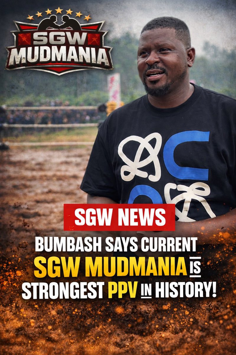 SGWug's tweet photo. ๐จ SGW NEWS ๐จ
Bumbash says the current SGW MudMania is the STRONGEST PPV in SGW history!
Bigger matches.
Higher stakes.
More chaos in the mud ring.
The revolution isnโt slowing down โ itโs getting LOUDER. ๐บ๐ฌ
#SGW #MudMania #UgandaWrestling #PPV #MudRevolution https://t.co/DvLS6F41DZ