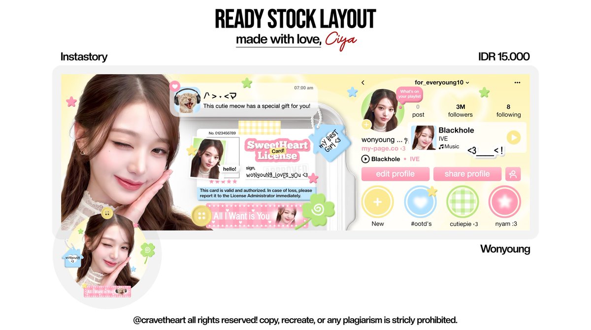 cravetheart's tweet photo. bantu repost yaa? tysm! ‹𝟹

aku ada 4 layout ready stock dari katalog "Instastory" nih guys, ada muse juhoon, keonho, stella &amp; wonyoung :3

15K/each sudah free retext ya! yg berminat bisa jemput di dm 🫶🏻

#zonauang https://t.co/0hqQPUnIRp