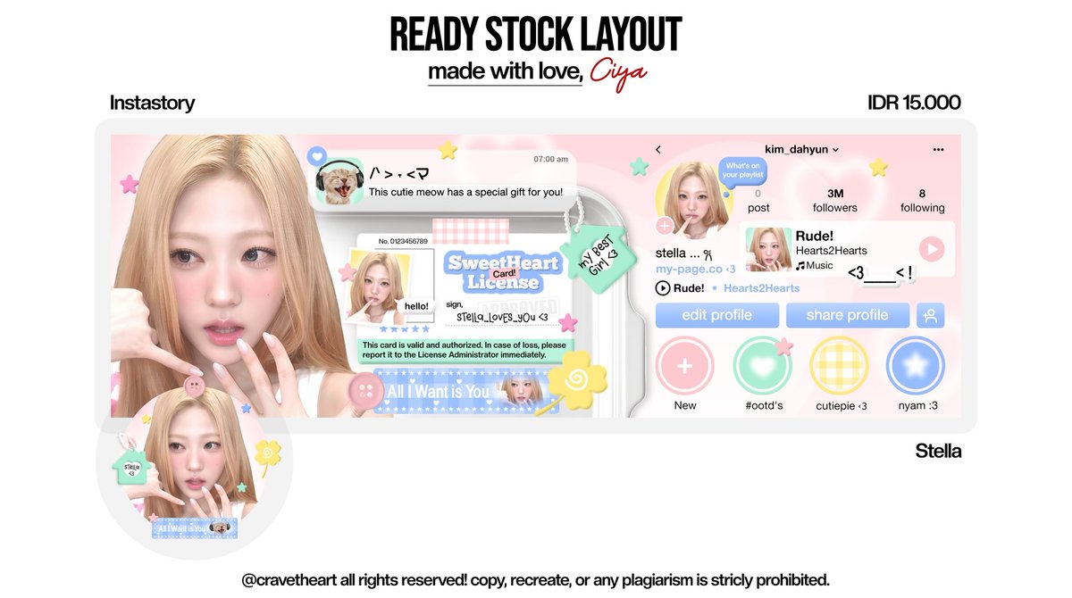 cravetheart's tweet photo. bantu repost yaa? tysm! ‹𝟹

aku ada 4 layout ready stock dari katalog "Instastory" nih guys, ada muse juhoon, keonho, stella &amp; wonyoung :3

15K/each sudah free retext ya! yg berminat bisa jemput di dm 🫶🏻

#zonauang https://t.co/0hqQPUnIRp