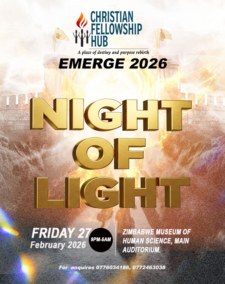 CFellowshipHub's tweet photo. Join Us for THE NIGHT OF LIGHT
 INVITE SOMEONE, SHARE THE POSTER.
📍ZIMBABWE MUSEUM OF HUMAN SCIENCE,  MAIN AUDITORIUM. HARARE CBD. https://t.co/1PMhKJWmgM