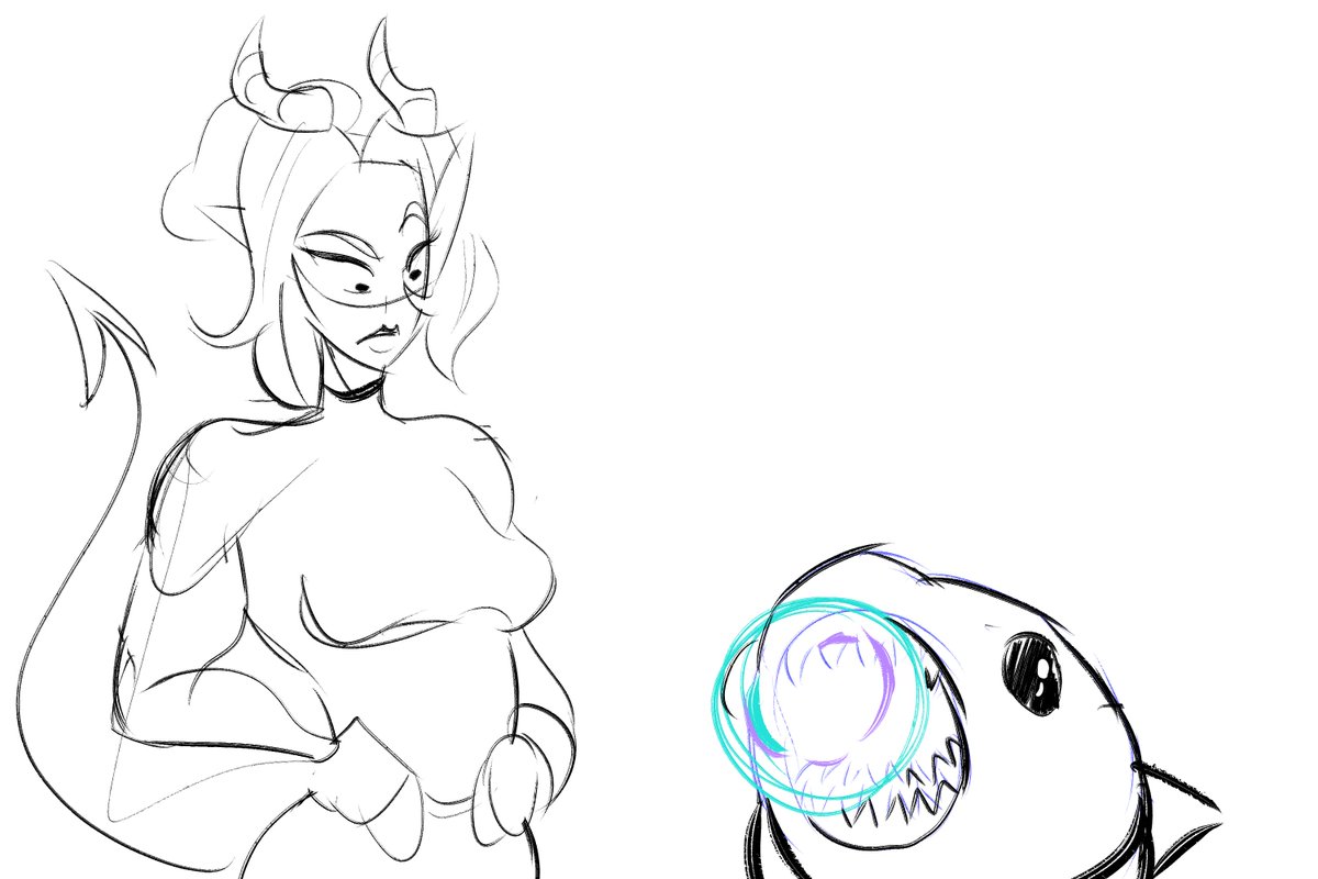 Psycole2s's tweet photo. quick doodle of Peril and jeff #marvelrivals #jeffthelandshark https://t.co/KnXCHA17gb