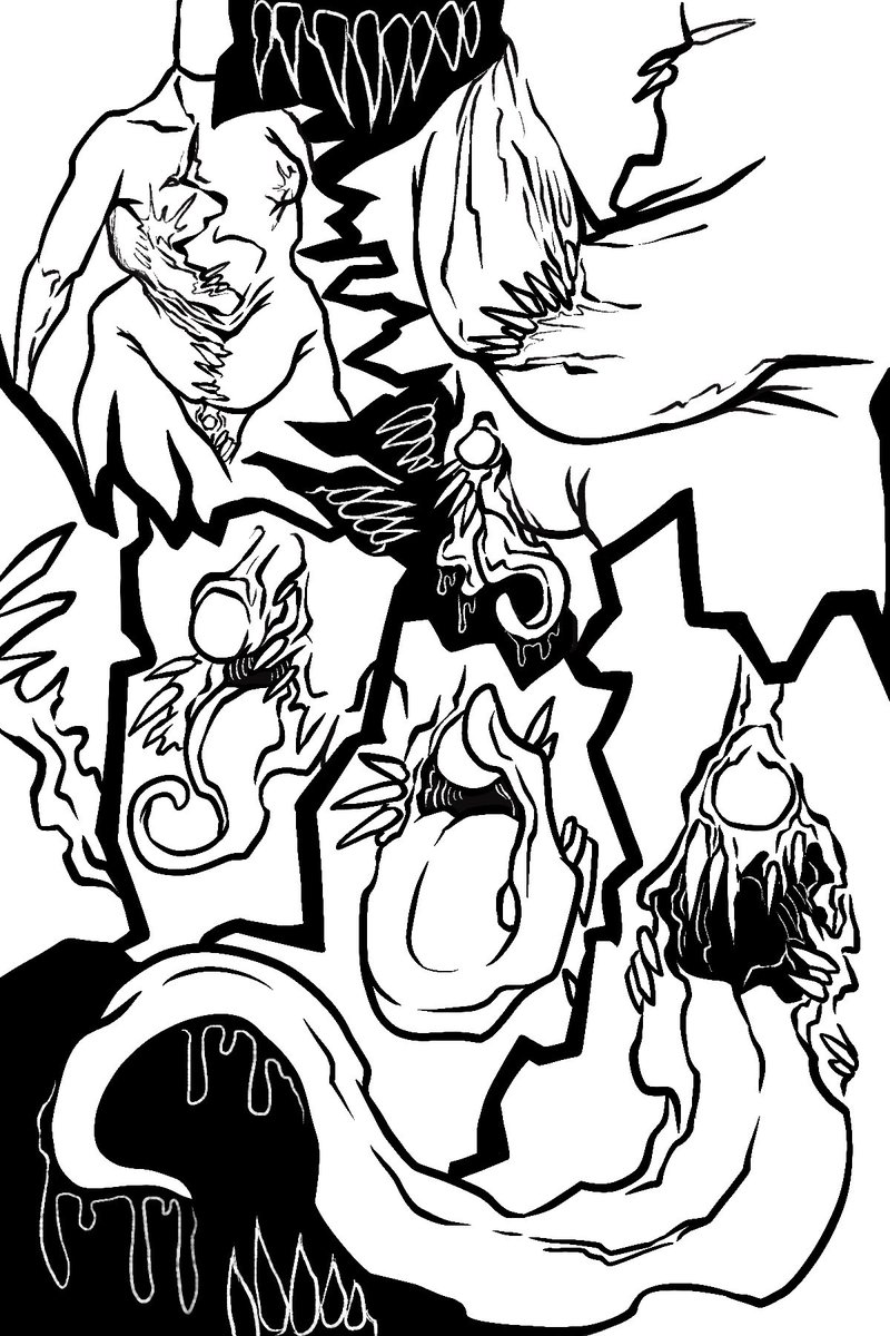 Cw: body horror genitalia 

Playing around with an older comic thing I apparently started to ink one page of? So threw some more inking on it and like…a thing? 

Is this anything? Should I do something with the other pages?