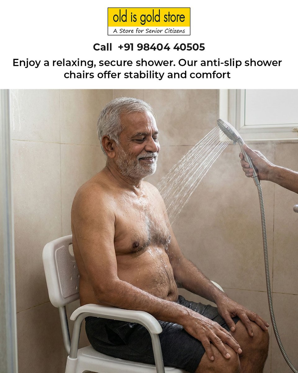 OldIsGoldStore's tweet photo. Enjoy a relaxing, secure shower. Our anti-slip shower chairs offer stability and comfort, turning shower time into a stress-free experience. Call Us: +91 98404 40505. Visit Us: https://t.co/hjxPzI6pxi
#RelaxingShower #AntiSlipChair #ShowerSafety #ComfortInTheShower https://t.co/JlZrkKXBi5