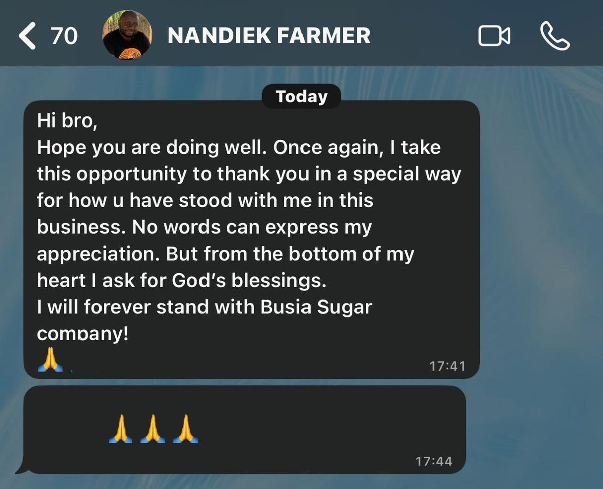 We are proud to receive such heartfelt appreciation from our valued famers, This massage reaffirm our commitment to standing with famers. At Busia Sugar Industry our famers are not just partners they are family #famerspartnships #busiasugarindustry