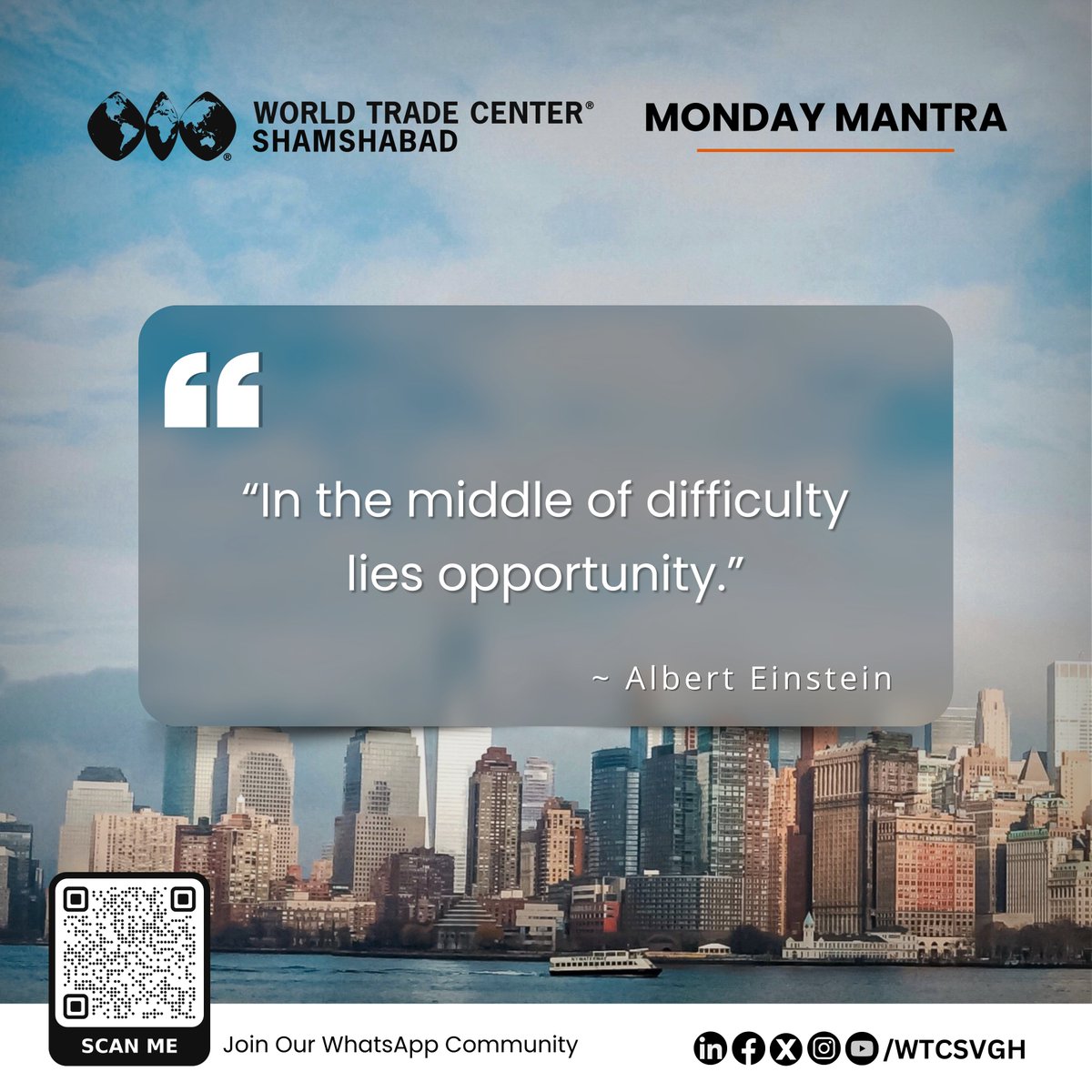 wtcsvgh's tweet photo. Challenging markets, constrained resources often conceal the next strategic breakthrough. Look beyond the obstacle and ask, โWhat can be created from this context?โ. Resilience transforms pressure into purposeful progress.
#MondayMantra #EinsteinQuote #OpportunityMindset #Resilience #EntrepreneurLife #BusinessChallenges
