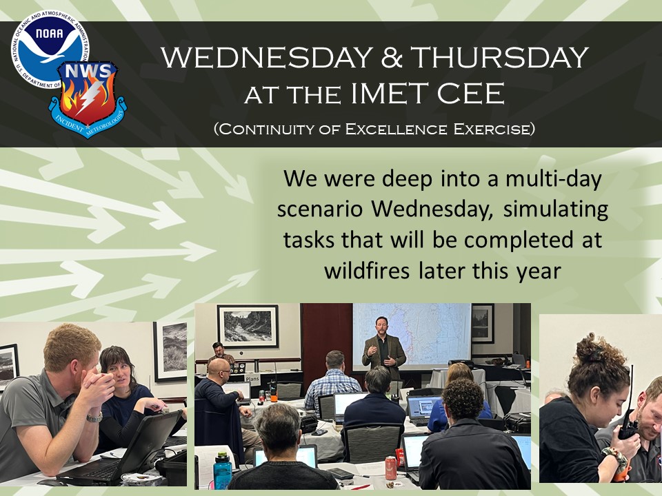 NWS_IMET_OPS's tweet photo. We were deep into a multi-day scenario Wednesday and Thursday of this week in Boise at the IMET Continuity of Excellence Exercise, simulating tasks that will be completed at wildfires later this year. #CatchingExcellence https://t.co/HgHqqoyswZ