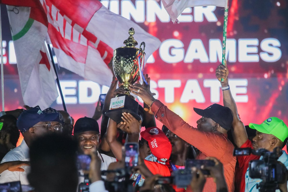 nigerdeltasf's tweet photo. #Champions | #NigerDeltaGamesEdo2026
#NDGEdo2026 | #BeyondOilHarnessingTalents
History made in Benin! 🔥
Team Edo emerge Champions of the Niger Delta Games, Edo 2026 with a commanding performance. 
🥇 52 Gold
🥈 34 Silver
🥉 25 Bronze
🏅 111 Medals in total! https://t.co/CmzKQbJHqe