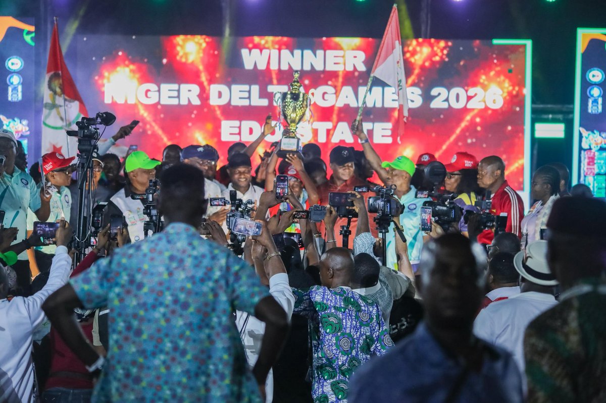 nigerdeltasf's tweet photo. #Champions | #NigerDeltaGamesEdo2026
#NDGEdo2026 | #BeyondOilHarnessingTalents
History made in Benin! 🔥
Team Edo emerge Champions of the Niger Delta Games, Edo 2026 with a commanding performance. 
🥇 52 Gold
🥈 34 Silver
🥉 25 Bronze
🏅 111 Medals in total! https://t.co/CmzKQbJHqe