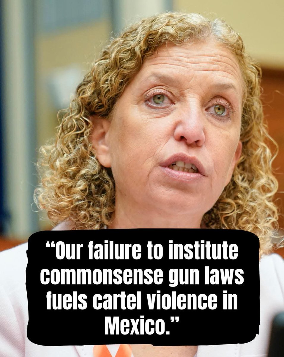 gman5180's tweet photo. Debbie Wasserman Schultz says that America’s lack of gun laws is to blame for cartel violence. 🧐🤔
“Our failure to institute commonsense gun laws fuels cartel violence in Mexico.”

Huh? https://t.co/8E2NdjBOTQ